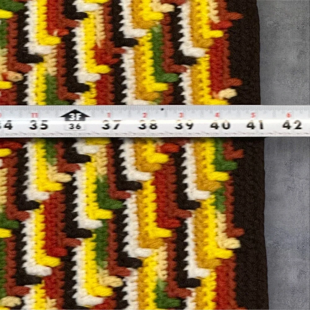 Vrg Crochet Afghan Blanket-Apache Tears Stitch-Chevron Zigzag Retro Fall 52